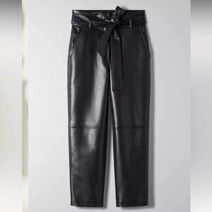 Aritzia Wilfred Vegan Leather Tie-front Pants